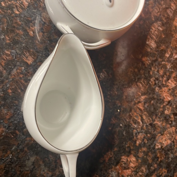 Sango Fine China ~ Silver Snow ~ Sugar Bowl & Creamer Set ~ Vintage 1970-79 - Picture 4 of 16